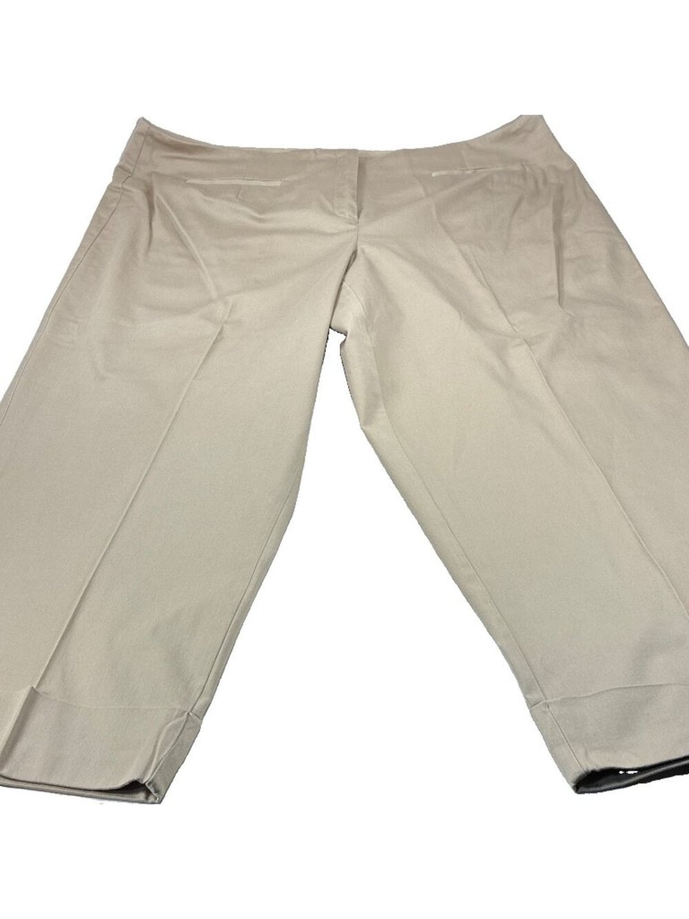 Requirements Women 16W Khaki Capri Pants Crop Chino Stretch Ankle Slit 18W EUC